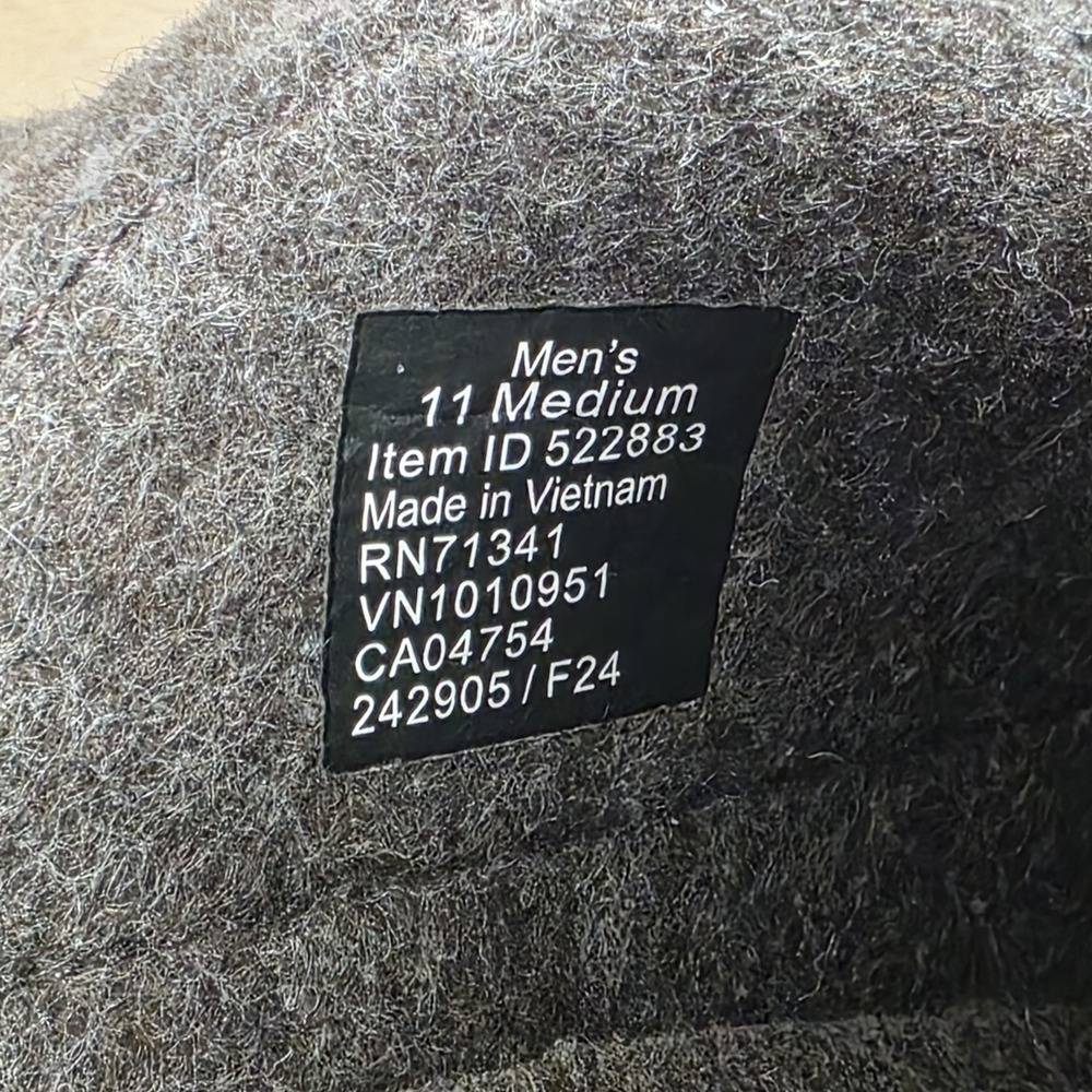 LL‎ Bean Downeast Slip On Clogs Gray Wool Brown Suede Shoes Mens Size 11 - Picture 11 of 13